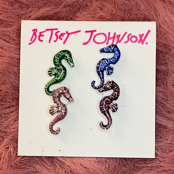 Betsey Johnson Jewelry - BRAND NEW Betsey Johnson seahorse earrings. Set of 4 studs!